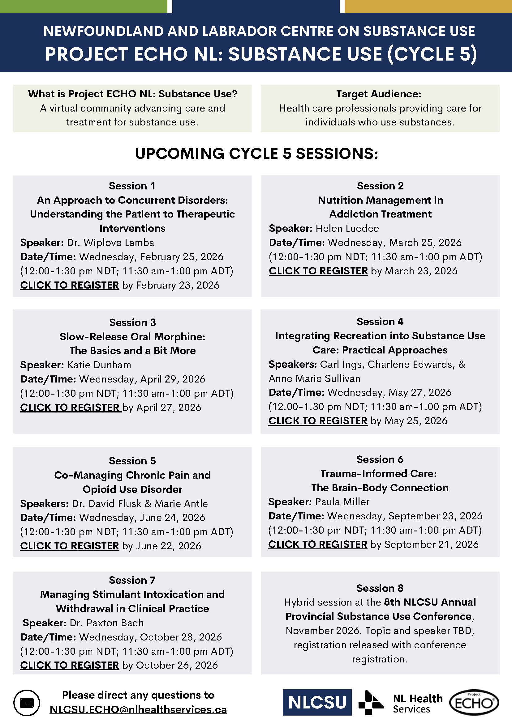 Project ECHO NL Cycle 5 Schedule Poster